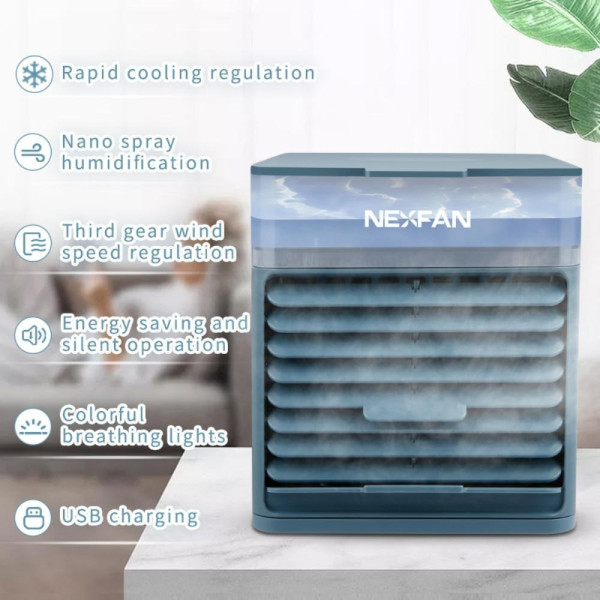 Мини кондиционер NexFan 3 в 1, настольный, с 7 цветами LED подсветки