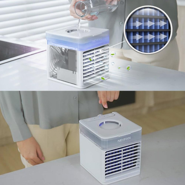 Мини кондиционер NexFan 3 в 1, настольный, с 7 цветами LED подсветки