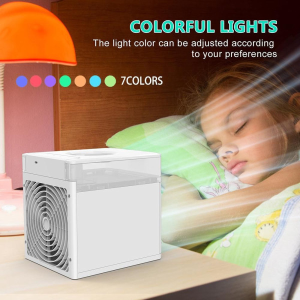 Мини кондиционер NexFan 3 в 1, настольный, с 7 цветами LED подсветки