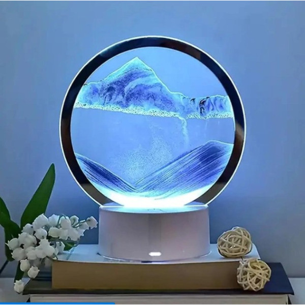 Настольная лампа-ночник в виде песочных часов, RGB подсветка, 3D картина