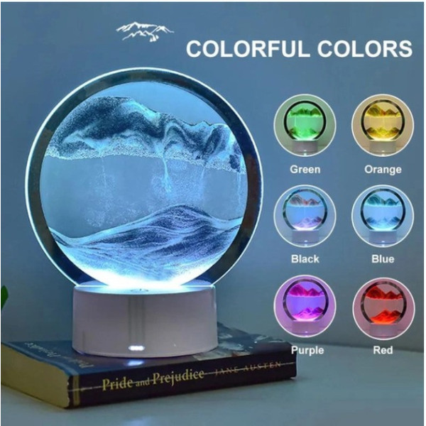Настольная лампа-ночник в виде песочных часов, RGB подсветка, 3D картина