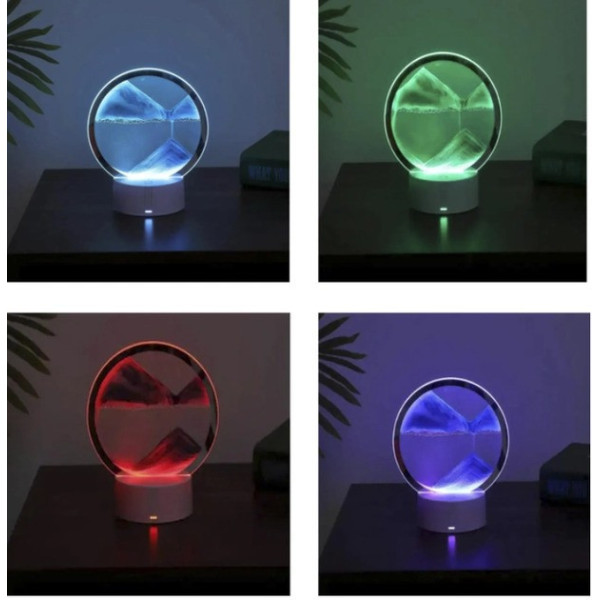 Настольная лампа-ночник в виде песочных часов, RGB подсветка, 3D картина