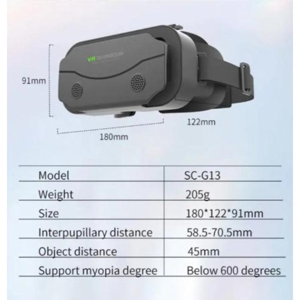Очки VR SC-G13 SHINECON, поддержка 3D контента и универсальный размер