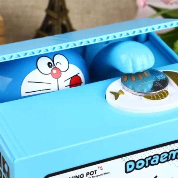 Детская интерактивная электронная копилка для монет, от батареек DORAEMON