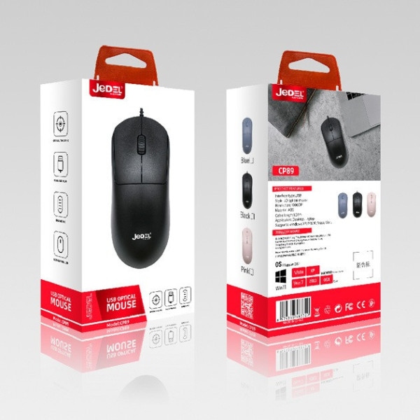 Компьютерная мышь проводная Jedel CP89 для ПК/ноутбука USB 1000 DPI 1.35М Черная