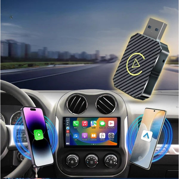 Адаптер для авто CarPlay и Android Auto беспроводной, USB Type-C, Bluetooth/Wi-Fi, голосовое управление