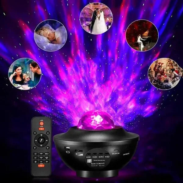 Лазерный проектор-ночник с имитацией звездного неба, Bluetooth, пульт ДУ, ночник для детей и взрослых
