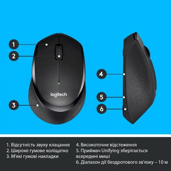 Беспроводная игровая мышь M330 Silent, USB наноприемник, 1000 dpi, бесшумная, эргономичная