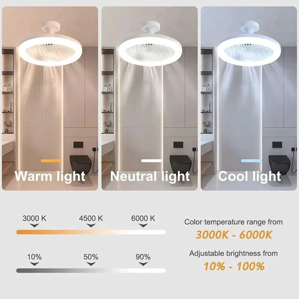 Подвесная LED- лампа с вентилятором и пультом, 3 режима света и вентиляции, цоколь E27, 20.5 Вт