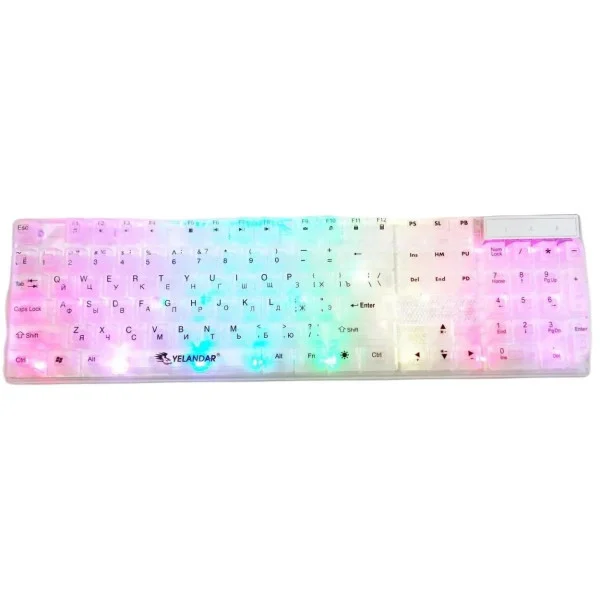 Проводная мембранная клавиатура Yelandar AN-T20 с RGB-подсветкой, 104 клавиши, белая