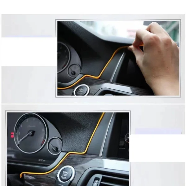 Гибкая неоновая подсветка салона авто 5 м  красная, холодный неон с кантом, USB, влагозащищённая