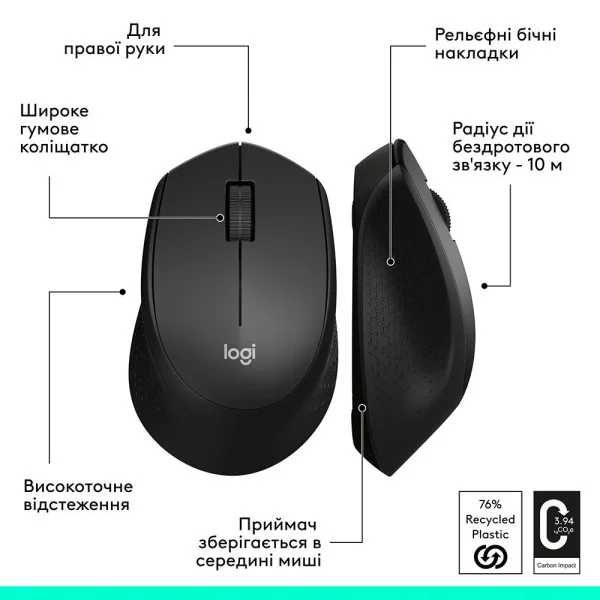 Беспроводная оптическая мышь M280 с 3 кнопками, USB, эргономичная, для офиса и дома
