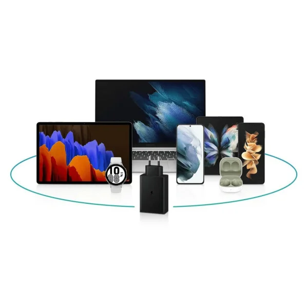 Сетевое зарядное устройство 65W Trio с 2 Type-C и USB-A, поддержка быстрой зарядки PD 3.0 / SFC / AFC, черное