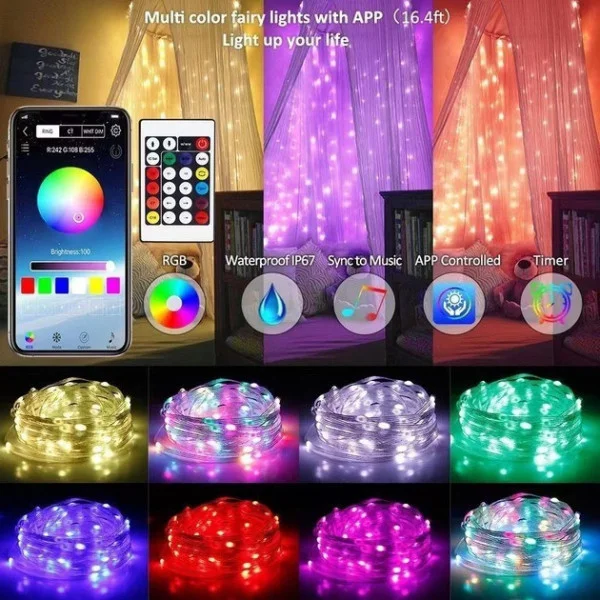 Светодиодная RGB лента LED MDX-265 10 м с пультом и USB, водонепроницаемая, подсветка для дома и улицы