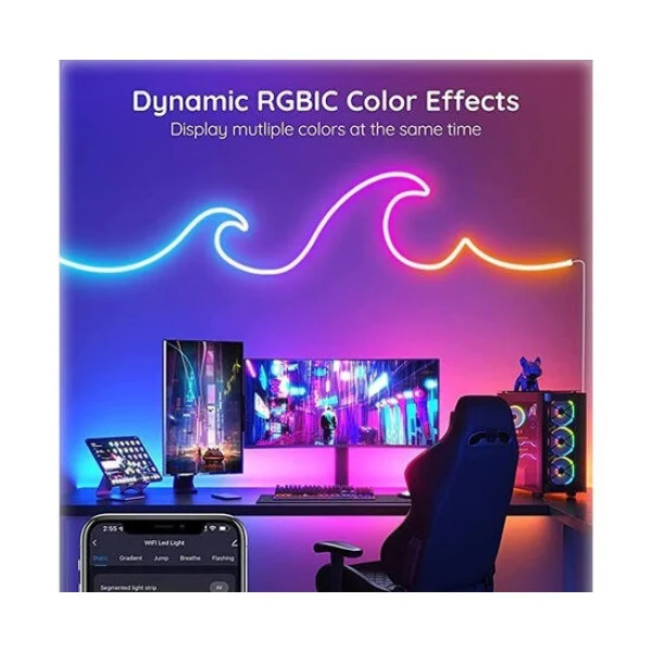 Умная Wi-Fi неоновая светодиодная лента Gosund RTS0046 5 м RGB с пультом и управлением через приложение