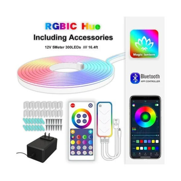 Умная Wi-Fi неоновая светодиодная лента Gosund RTS0046 5 м RGB с пультом и управлением через приложение