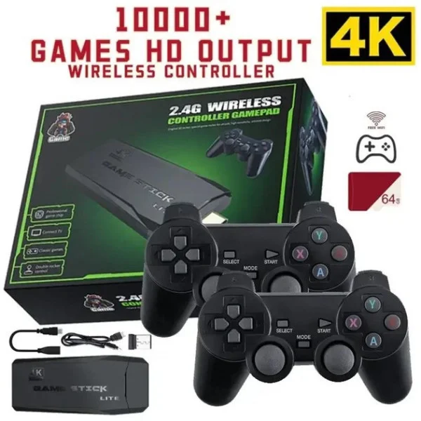 Игровая приставка Game Stick Lite M8 64Gb 4K HDMI с 2 беспроводными джойстиками и 10000 играми