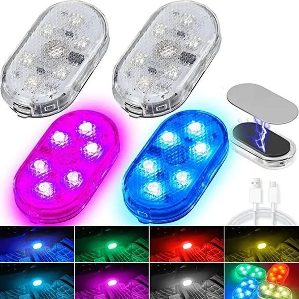 Светильник автомобильный аккумуляторный RGB 2 шт, подвесной магнитный ночник с сенсорным управлением