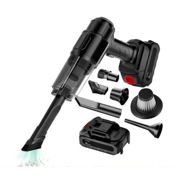 Автомобильный пылесос Vacuum Cleaner 9997 с аккумулятором, HEPA фильтром и 6 насадками