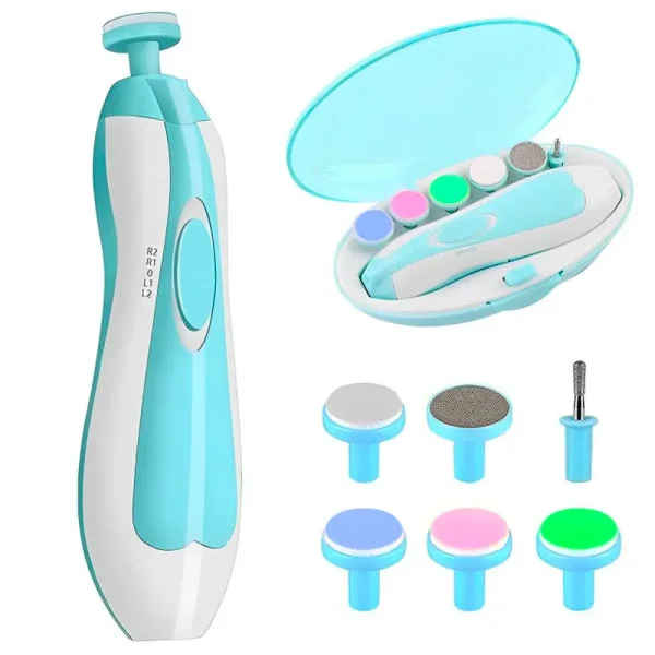 Детский аккумуляторный триммер для ногтей NAIL TRIMMER XL-667 с 6 насадками