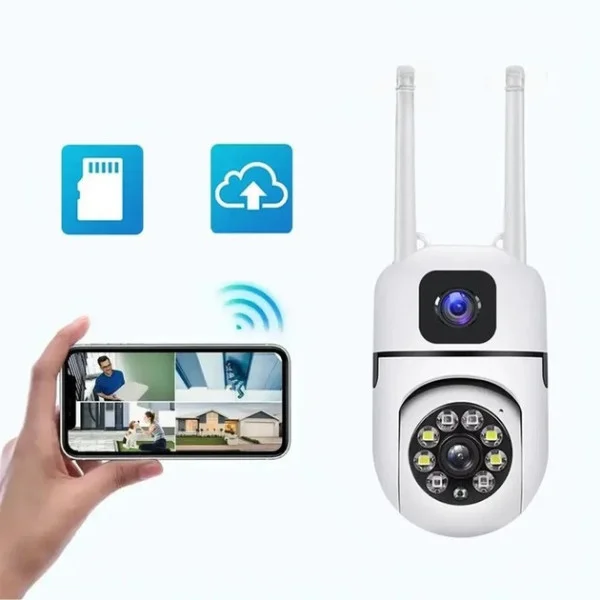 Поворотная уличная Wi-Fi камера Dual Lens E10 8MP 4K с ночным видением и двусторонней связью