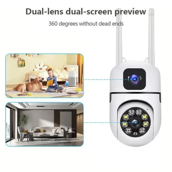 Поворотная уличная Wi-Fi камера Dual Lens E10 8MP 4K с ночным видением и двусторонней связью