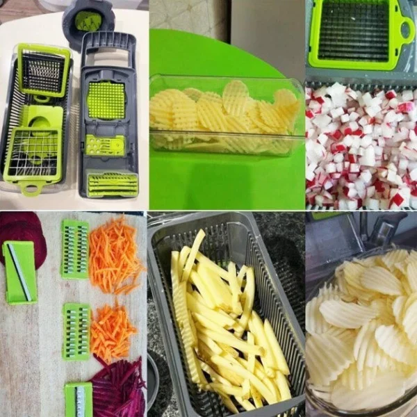 Многофункциональный кухонный комбайн Veggie Slicer 14в1 с контейнером и 7 сменными лезвиями