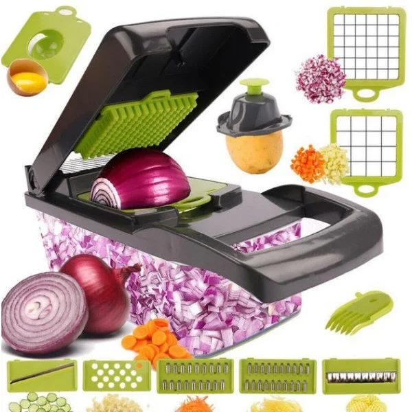 Многофункциональный кухонный комбайн Veggie Slicer 14в1 с контейнером и 7 сменными лезвиями