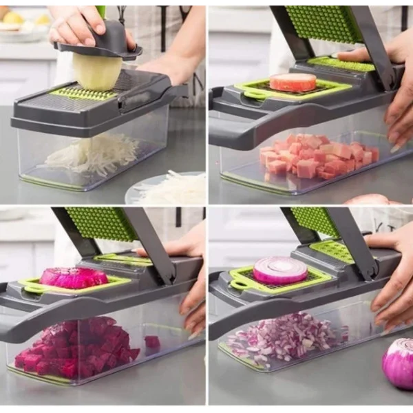 Многофункциональный кухонный комбайн Veggie Slicer 14в1 с контейнером и 7 сменными лезвиями