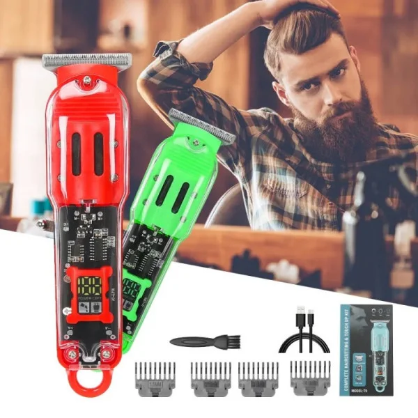 Машинка для стрижки волос HAIR CUTTER LY-452 прозрачная с аккумулятором и насадками