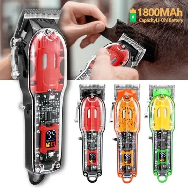 Машинка для стрижки волос HAIR CUTTER LY-452 прозрачная с аккумулятором и насадками