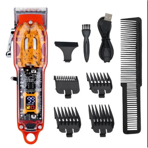 Машинка для стрижки волос HAIR CUTTER LY-452 прозрачная с аккумулятором и насадками