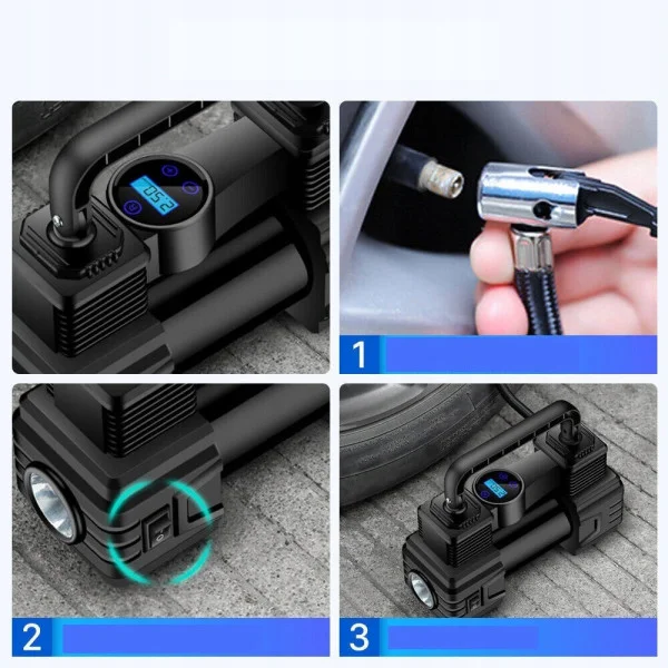Портативный автомобильный компрессор Air Pump XL-1025 12V с цифровым дисплеем и LED-фонариком
