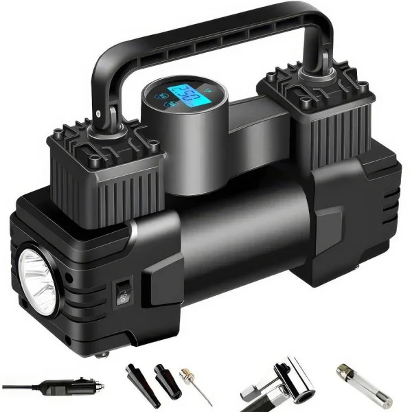 Портативный автомобильный компрессор Air Pump XL-1025 12V с цифровым дисплеем и LED-фонариком