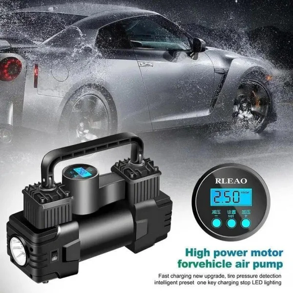 Портативный автомобильный компрессор Air Pump XL-1025 12V с цифровым дисплеем и LED-фонариком
