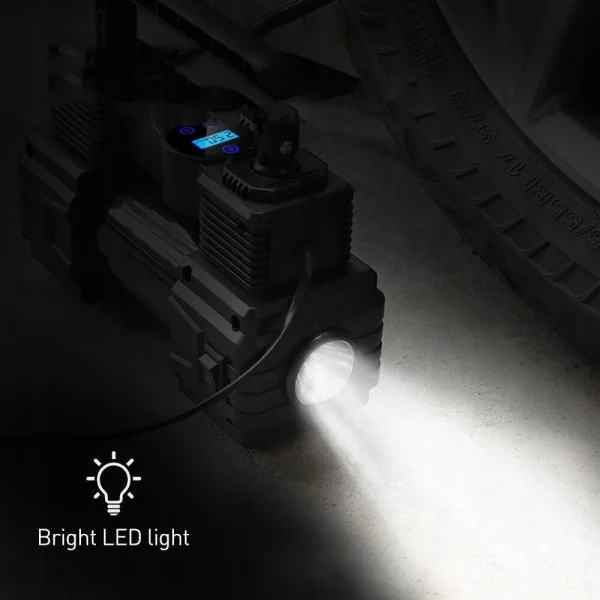 Портативный автомобильный компрессор Air Pump XL-1025 12V с цифровым дисплеем и LED-фонариком