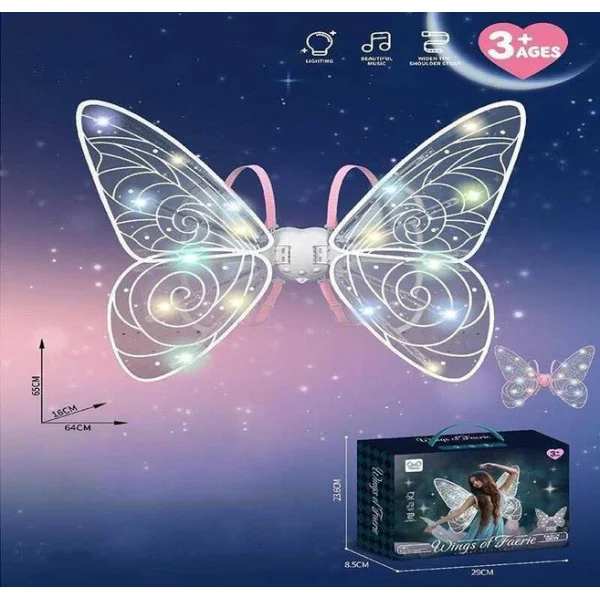 Крылья феи с подсветкой и музыкой Wings of Fairy 840, регулируемые, размах 64 см