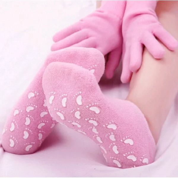 Увлажняющие гелевые носки SPA Gel Socks для мягкой кожи стоп, аромат розы, универсальный размер
