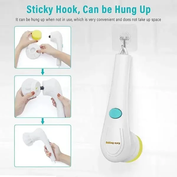 Аккумуляторная щётка для мытья посуды Electric Cleaning Brush с USB и вращающимися насадками
