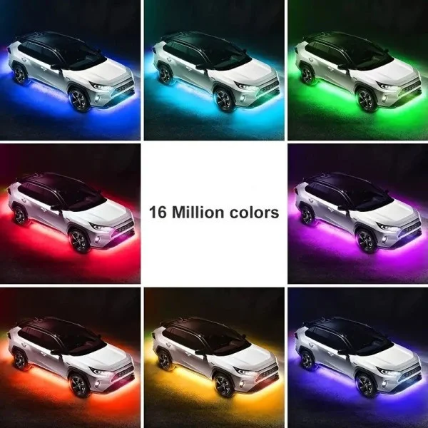 Светодиодная RGB подсветка для авто с Bluetooth и музыкальным режимом, комплект 4 ленты