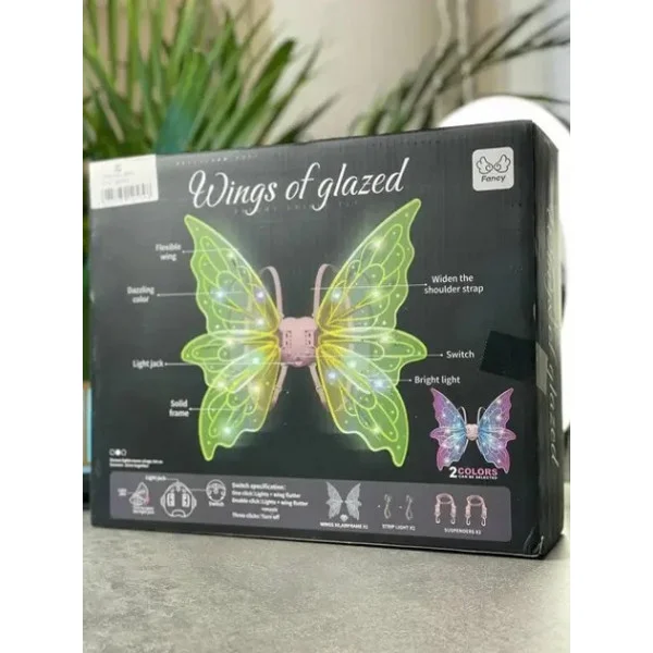 Электрические крылья Феи Shadow Angel N°5 с музыкой и LED подсветкой, на ремешках, 65 см