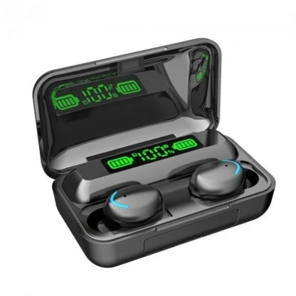 Сенсорные беспроводные наушники TWS BTH-F9-5 Black с Bluetooth, дисплеем и функцией PowerBank