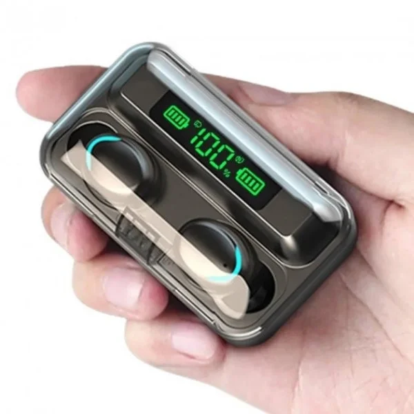 Сенсорные беспроводные наушники TWS BTH-F9-5 Black с Bluetooth, дисплеем и функцией PowerBank