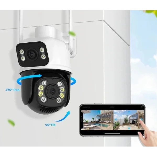 Уличная поворотная Wi-Fi IP-камера A8BQ 6 Мп с LED-подсветкой, датчиком движения, PTZ и аудио