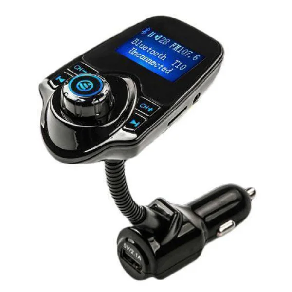 FM-модулятор авто с Bluetooth T10, USB зарядка и LCD экран, черный