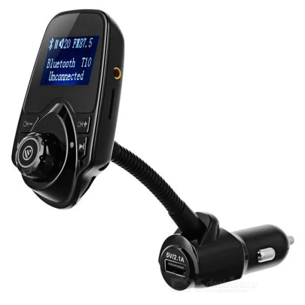 FM-модулятор авто с Bluetooth T10, USB зарядка и LCD экран, черный
