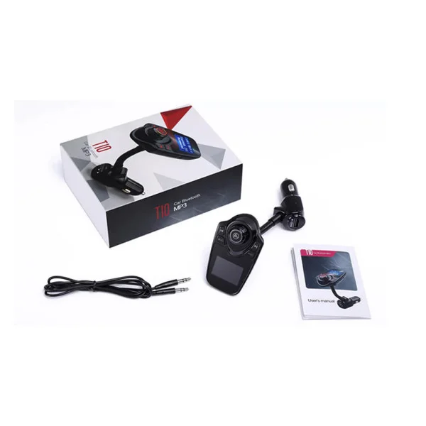 FM-модулятор авто с Bluetooth T10, USB зарядка и LCD экран, черный