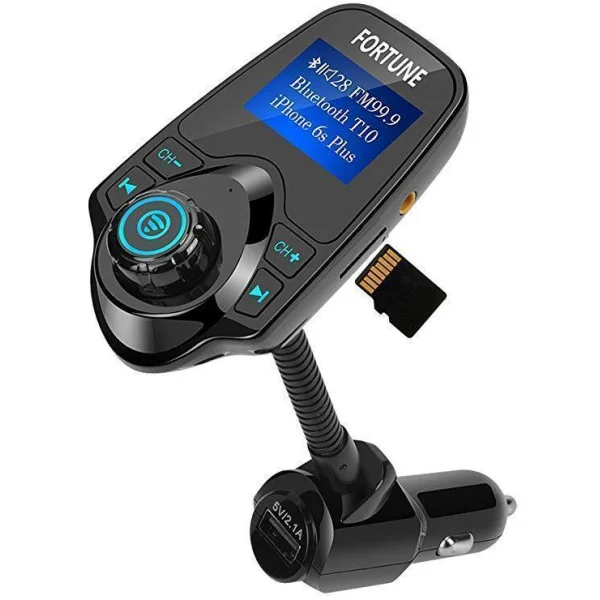 FM-модулятор авто с Bluetooth T10, USB зарядка и LCD экран, черный