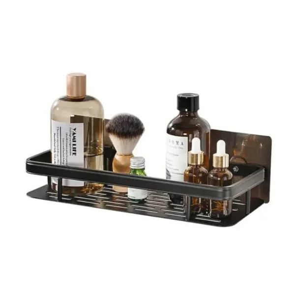 Подвесная настенная полка для ванной комнаты STORAGE RACK AND197 с крючками, черная