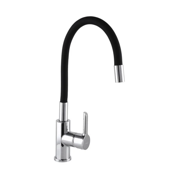 Кухонный смеситель Rubineta Flexy 33 BK черный гибкий гусак латунь с аэратором Neoperl